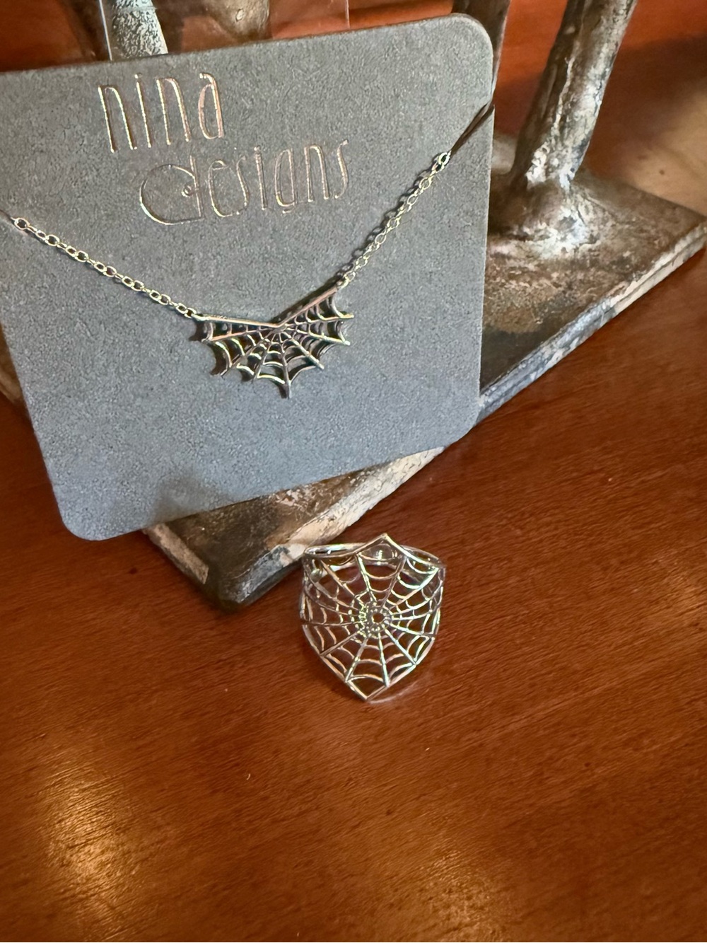 Sterling Silver Ring and Necklace set by Nina Designs size 7 ring.